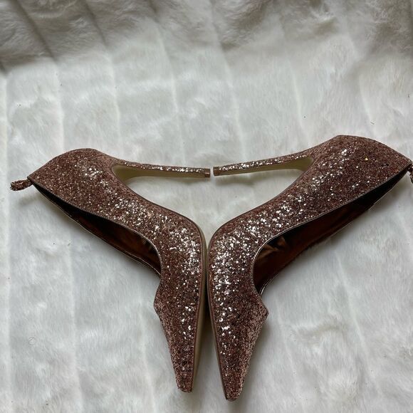 Just Fab Lousana Rose gold glitter slip on heels pointed toe size 9.5 - Picture 10 of 11